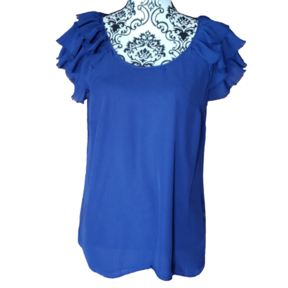 Walter by Walter Baker Raw Ruffle Sleeve Top Ladies Size Medium
